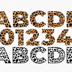 leopard print alphabet svg, cheetah pattern numbers svg, cheetah skin letters clipart, leopard spots png, eps, dxf
