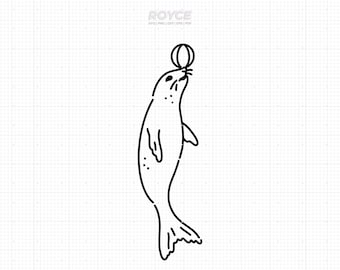 seal svg, seal balancing a beach ball clipart, circus seal png, carnival seal dxf, vector, eps, svg cut files for cricut, commercial use svg
