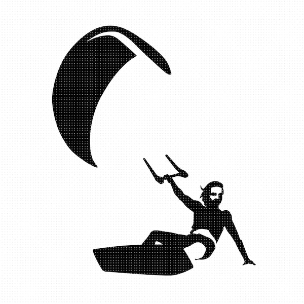 kitesurfing svg, kite surfer clipart, surfing png, dxf for logo, vector eps cut files for cricut and silhouette use