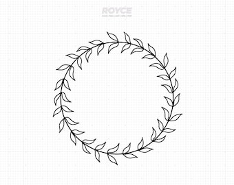 Cornice monogramma ghirlanda di foglie SVG, clipart cerchio (download digitale)