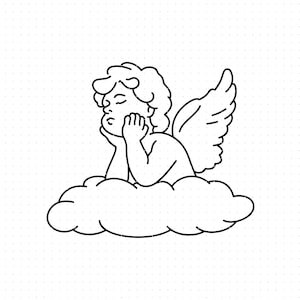 Cherub Engel svg, ein kleiner Engel Clipart, niedlicher Engel png, Engel auf Wolken dxf Logo, Vektor-Eps-Dateien für Cricut und Silhouette verwenden