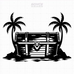 baú de tesouro svg, clipart de tesouro, tesouro pirata png, tesouro em uma ilha dxf, vetor, eps, arquivos de corte svg para cricut