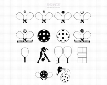 Pickleball SVG Bundle: Schläger, Paddel, Ball Vektor Graphik (Digitaler Download)