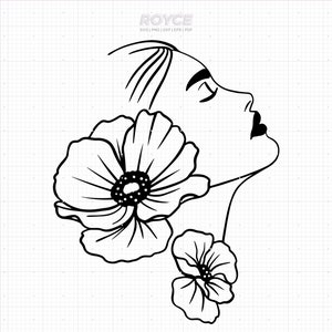 woman with flowers svg, floral woman clipart, woman png, woman with flowers dxf, vector, eps, svg cut files for cricut, commercial use svg