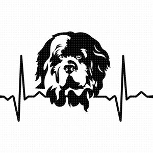 Newfoundland hartslag svg, hondenras clipart, newfoundland png, hartslag dxf-logo, vector eps-bestanden knippen voor cricut en silhouet gebruik
