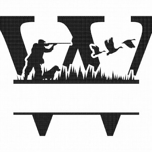 monograma dividido de caça svg, clipart de decalque de caixa de correio, letra de ganso png, alfabeto de pato dxf, nome de família arquivos de corte eps para cricut e silhueta