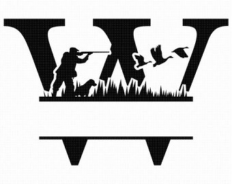 Hunting Split Monogram SVG, Goose, Duck, Family Name Clipart (Digital Files)