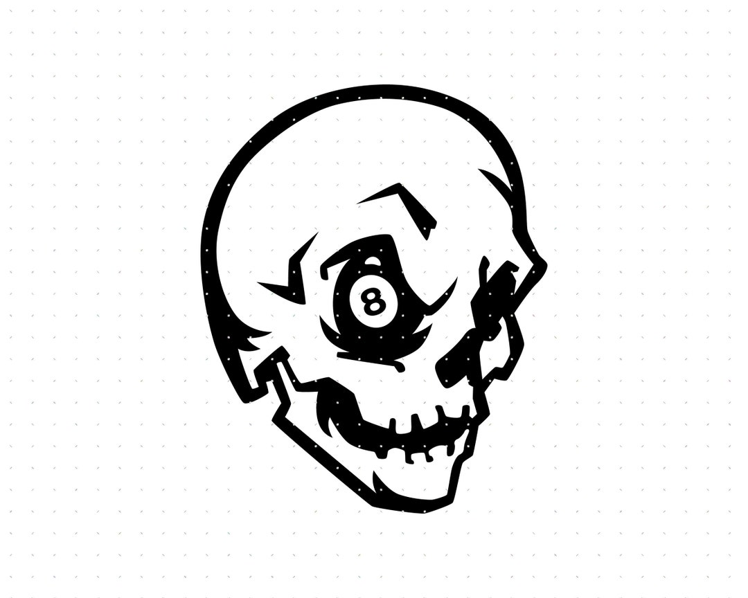 8 Ball With Skull Svg, Eight Ball in a Skull Clipart, 8 Ball With a