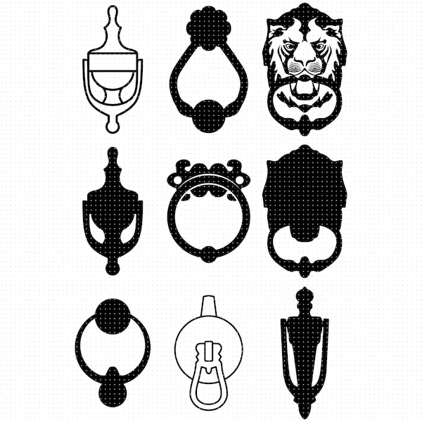 door knockers svg, door knockers clipart, door sign png, door knocker dxf logo, vector eps cut files for cricut and silhouette use