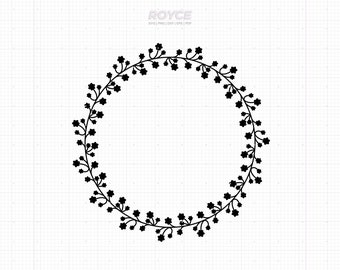 Corona floral SVG, imágenes prediseñadas de monogramas, archivos de corte vectorial (descarga digital)