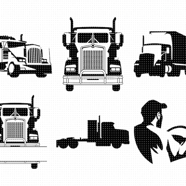 tractor trailer svg, truck clipart, truck driver svg, semi-trailer truck png, eps, dxf, cutting file for cricut and silhouette