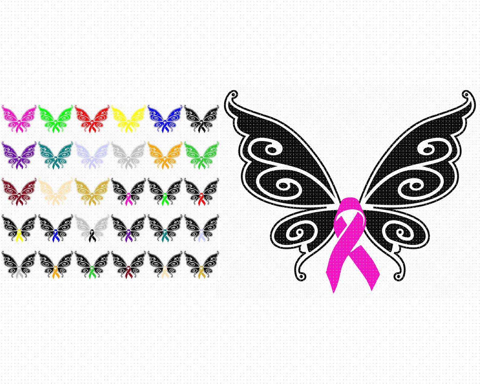 Awareness Ribbons Svg Ribbon With Butterfly Wings Clipart Etsy Australia
