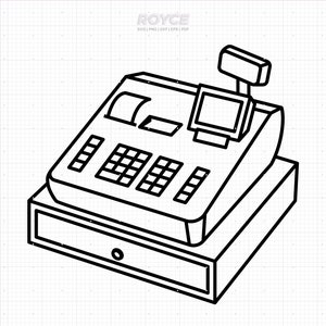 caja registradora svg, imágenes prediseñadas de cajero, caja registradora png, cajero dxf, vector de caja registradora, eps, archivos de corte svg para cricut, uso comercial svg