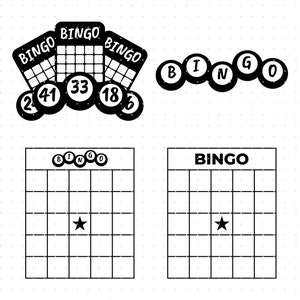 bingo svg, lege bingokaart clipart, bingoballen png, lege bingo grafiek dxf logo, bingo vector eps gesneden bestanden voor cricut en silhouette gebruik