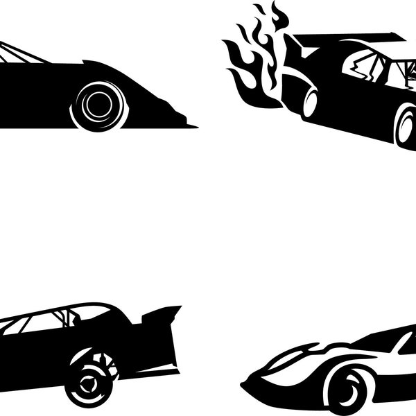 dirt late model car svg, car racing clipart, car racer png, dxf logo, vector eps cut files for cricut and silhouette use