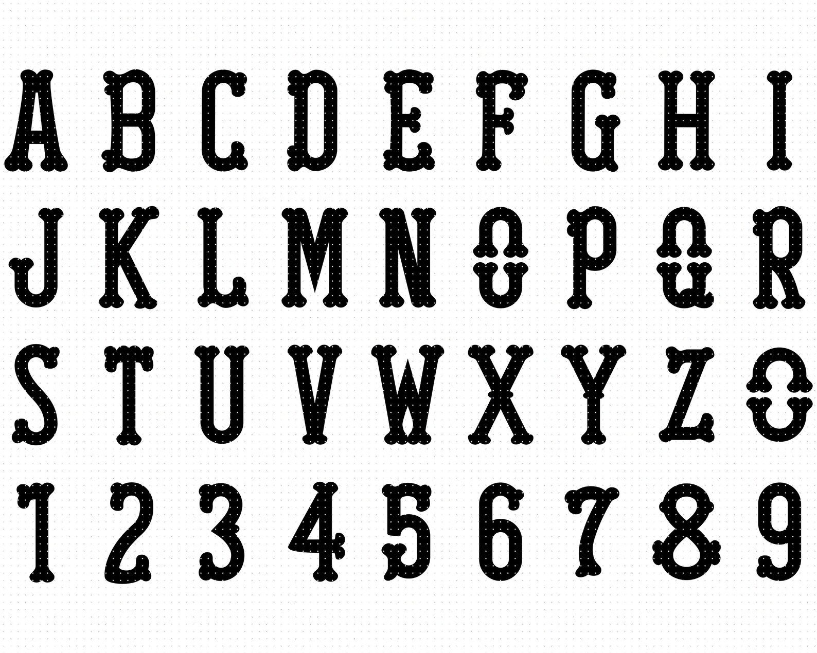 Bone Letters Svg Skeleton Alphabet Clipart Curly Numbers Etsy Norway