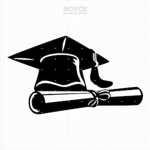 Abschlussmütze und Diplom svg, Abschlussmütze Clipart, Diplom png, dxf, Vektor, Eps, svg Schnittdateien für Cricut, kommerzielle Nutzung svg