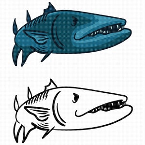 Colored barracuda svg, cute fish clipart, hand drawn png, dxf for logo, eps cut files for cricut and silhouette use