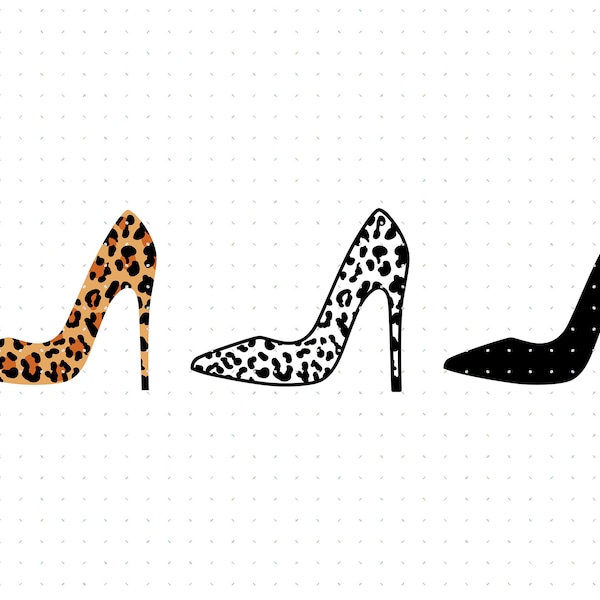 Leopard print high heels svg, cheetah pattern clipart, leopard print heels png, dxf logo, vector eps cut files for cricut and silhouette use