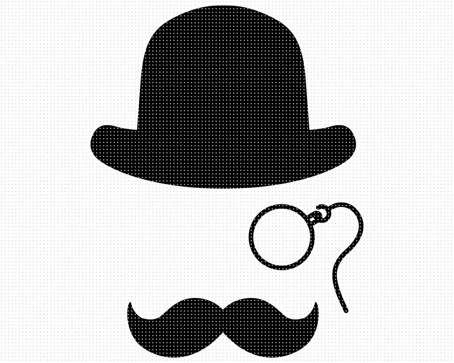 Monocle Svg Bowler Hat Clipart Mustache Png Eps Dxf | Etsy