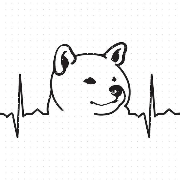 shiba inu heartbeat svg, dog breed heartbeat clipart, shiba inu png, shiba inu dxf logo, vector eps cut files for cricut and silhouette use