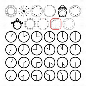 tarcza zegara svg, clipart tarczy zegara, tarcza zegara png, wskazówki zegara dxf dla logo, pliki wektorowe eps do cięcia dla cricut i wykorzystania sylwetki