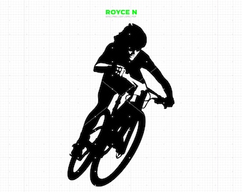Mountain Bike SVG, Female Bicycle Rider Clipart, cyclist Vector Cut Files (Digital Download)