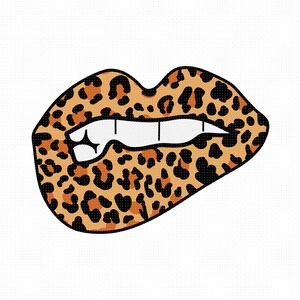 Leopardenmuster Lippen svg, Beißlippen Clipart, Gepardenmuster png, Tierhaut dxf Logo, Vektor-Eps-Schnittdateien für Cricut und Silhouette