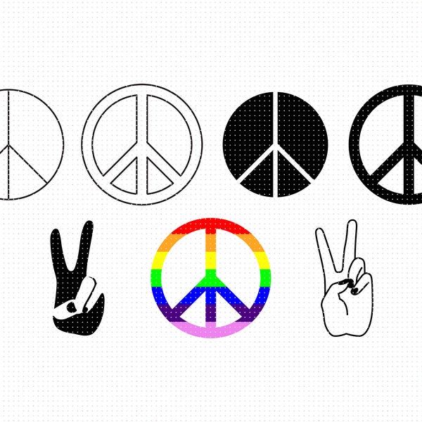 vrede steken svg, vrede symbool svg, regenboog vrede teken svg, clipart, png, dxf logo, vector eps cut bestanden voor cricut en silhouet te gebruiken