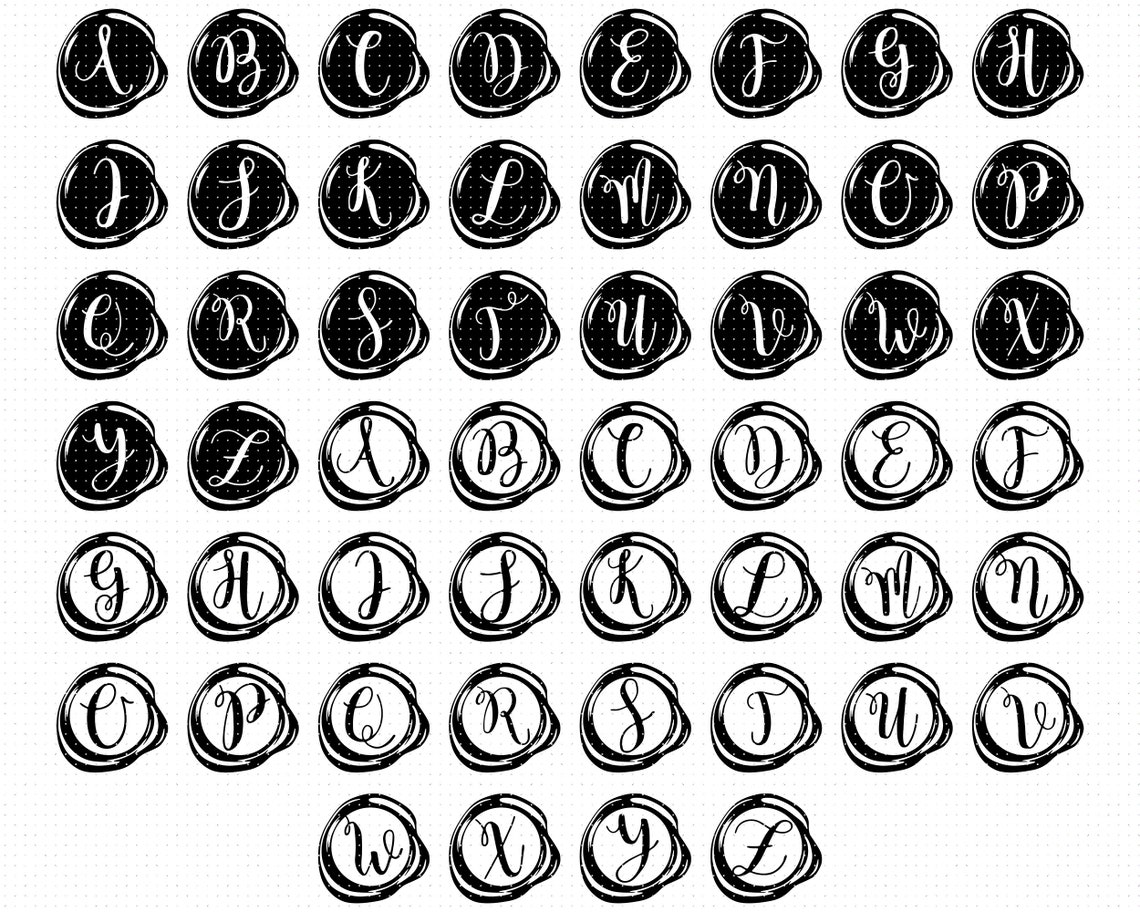 Wax seal initials svg fancy alphabet svg wax seal letters Etsy