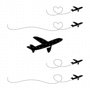 vliegtuig hartspoor svg, vliegtuig hartspoor clipart, vliegtuig reizen png, vliegtuig dxf logo, vector eps-bestanden knippen voor cricut en silhouet gebruik