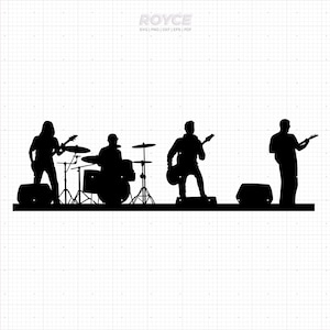 banda de rock svg, imágenes prediseñadas de banda de rock, banda png, banda de rock dxf, silueta de banda de rock, eps de banda, archivos de corte svg para cricut, uso comercial svg
