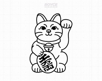 Lucky Cat SVG: Maneki Neko Clipart, Good Fortune PNG (Commercial Use)