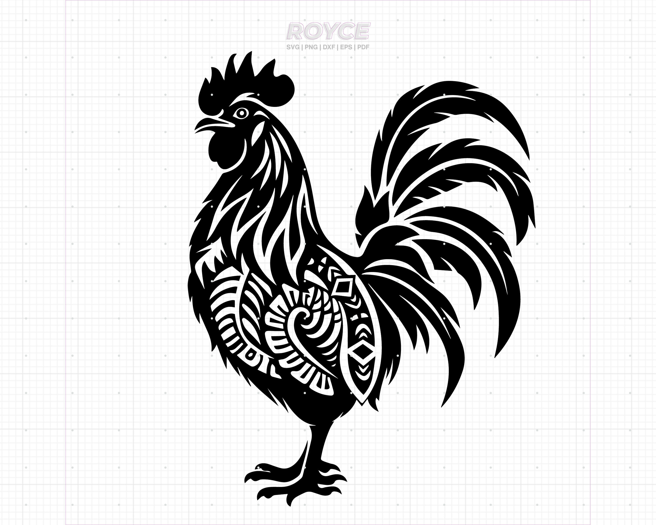 Tribal Chicken Vector, SVG Cut File, Png, Dxf, Eps (digital