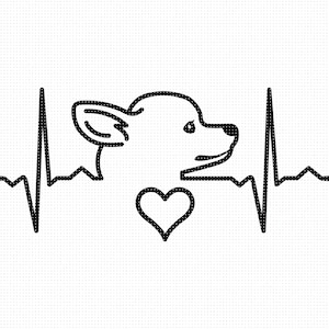 chihuahua heartbeat svg, dog clipart, png, eps, dxf