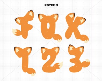 fox letters svg, fox tail alphabet svg, fox ears letters, fox numbers svg, fox tail dxf, fox letters, fox eps for cricut and silhouette