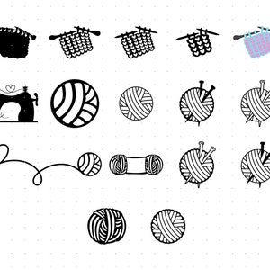 Stricken svg, Wollknäuel Clipart, Nähmaschine png, gehäkeltes dxf Logo, Herz Vektor-Eps-Schnittdateien für Cricut und Silhouette