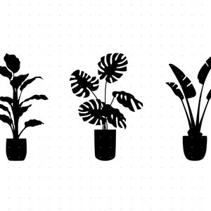 indoor plants silhouette svg, indoor plants clipart, plants png, dxf logo, vector eps cut files for cricut and silhouette use