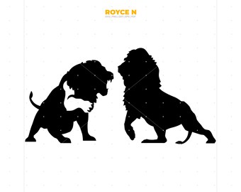 two lions fighting svg, lion clipart, lions fighting png, lion silhouette dxf, vector, eps, svg cut files for cricut, commercial use svg