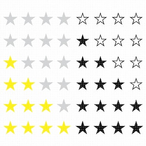 revisão de cinco estrelas svg, clipart de revisão de 5 estrelas, classificação de cinco estrelas png, logotipo dxf de ícone de cinco estrelas, arquivos de corte vetorial eps para cricut e silhueta