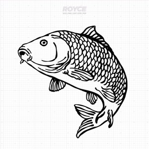 Carpe svg, clipart de pêche, gamefish png, dxf de poisson de jeu, vecteur de carpe, eps de pêche, gamefish svg coupe des fichiers pour cricut, svg à usage commercial