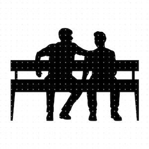 zwei Männchen sitzen auf einer Parkbank svg, zwei Männchen sitzen auf einer Bank Clipart, Png, Dxf Logo, Vektor-Eps-Schnittdateien für Cricut und Silhouette verwenden