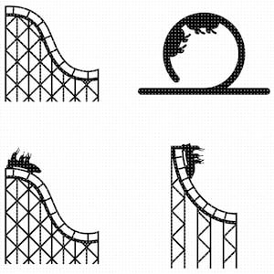 Achterbahn im Park, Achterbahn im Park, Achterbahn im Park, Freizeitpark Dxf Logo, Vektor eps Schneidedateien für Cricut und Silhouette Verwendung