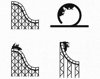 遊園地 SVG、ジェットコースター SVG、遊園地 クリップアート、Cricut