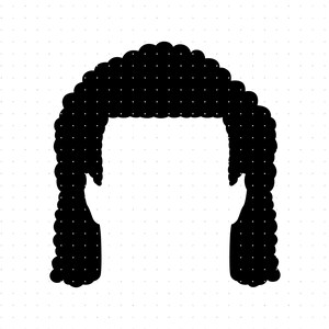 Può includere: Silhouette in bianco e nero di una persona con un'acconciatura riccia e voluminosa.