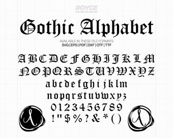 gothic alphabet svg, old english font svg, blackletter svg, gothic script svg, wax seal svg, clipart, png, dxf, vector eps cut files cricut
