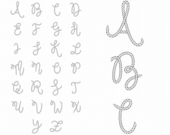 rope initials svg, rope alphabet svg, clipart, rope letters svg, png, dxf logo, vector eps cut files for cricut and silhouette use