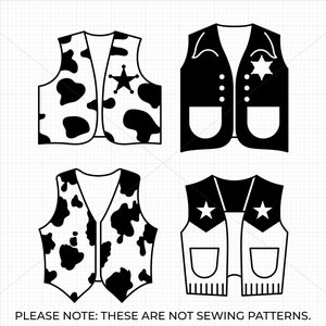 Gilet de cow-boy svg, contour de gilet de cow-boy, vache impression gilet svg, clipart, png, logo dxf, fichiers vectoriels eps coupés pour cricut et silhouette