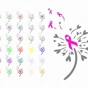 nastri di consapevolezza in formato SVG, clipart di tarassaco, cancro al pancreas png, adhd dxf, file tagliati eps per la prevenzione del suicidio per l'uso cricut e silhouette