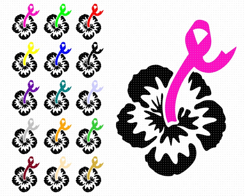 Download Awareness ribbons svg hibiscus flower clipart pancreatic | Etsy